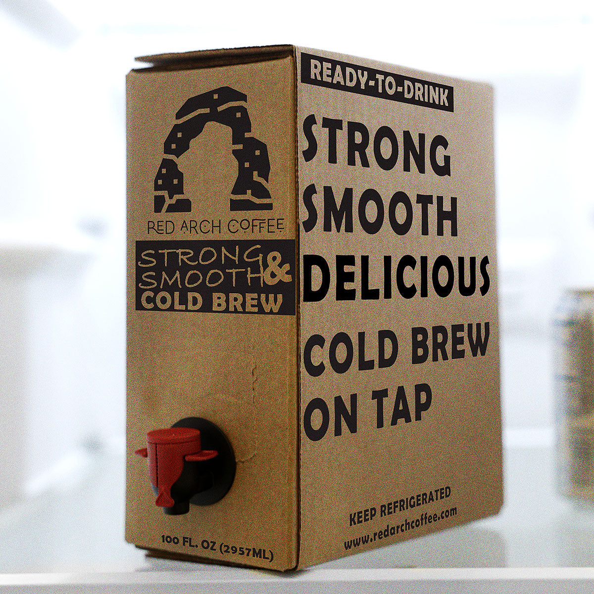 Ready to Drink Cold Brew on Tap | Straight Black (100oz Box) - redarchcoffee